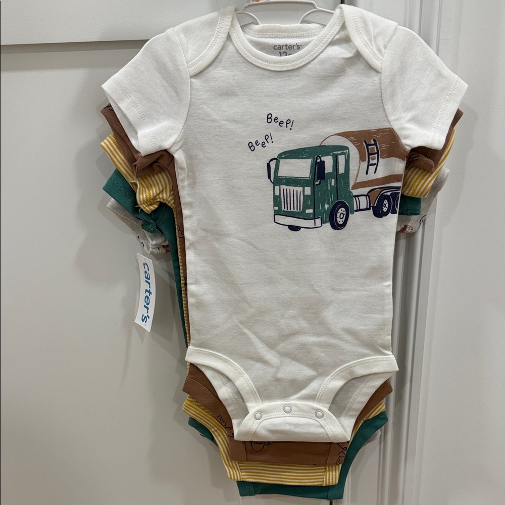 Carter's Cream Bodysuit Set with Truck Design